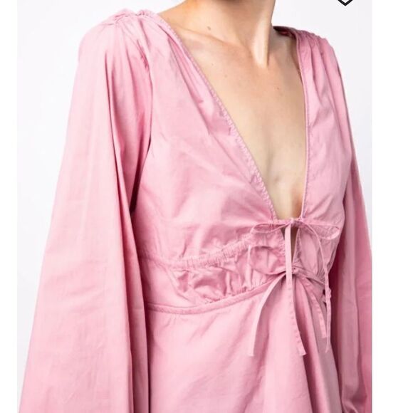 STAUD V-neck gathered long-sleeve blouse NWT size XL $394 - Picture 6 of 10